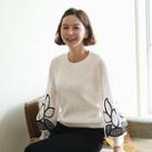 Embroidery Bishop-sleeve Sweater