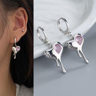 Melting Heart Rhinestone Alloy Dangle Earring 1 Pc - Silver - One Size