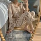 Floral Print Long-sleeve Sleep Top / Lounge Pants / Sleep Dress / Set