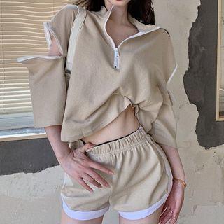 Zip-accent Sweatshirt / Sweatshorts