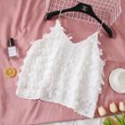 Fringed Sleeveless Top White - One Size