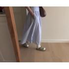 Shirred Stripe Long Flare Skirt