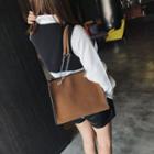 Faux Suede Beaded Shoulder Tote