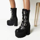 Buckle Platform Mid-calf Boots