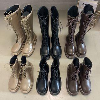 Platform Lace-up Short Boots / Tall Boots