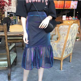Chiffon Mermaid Midi Skirt
