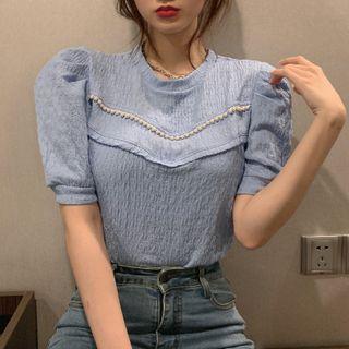 Short-sleeve Embellsihed Top