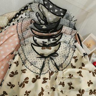 Tie-neckline Printed Loose Top In 8 Colors