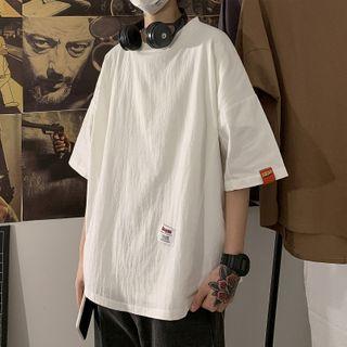 Elbow-sleeve Patched T-shirt