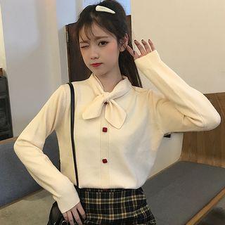 Tie-neck Pintuck Sweater