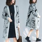 Printed Long Cardigan Gray - One Size