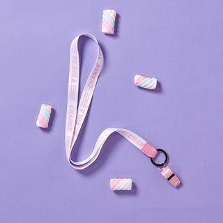 Whistle-pendant Letter Strap Necklace Pink - One Size