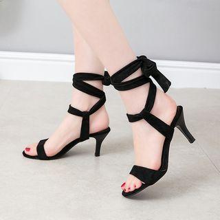 Faux Suede Open Toe Ankle Strap High Heel Sandals
