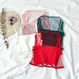 Set: Sleeveless Mesh Top + Camisole Top