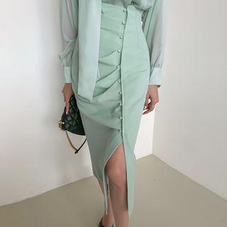 Button-through Pencil Skirt
