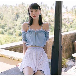 Set: Ruffle Trim Bikini + Swim Skirt + Cover-up