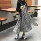 Gingham Midi Pinafore Dress Dress - One Size