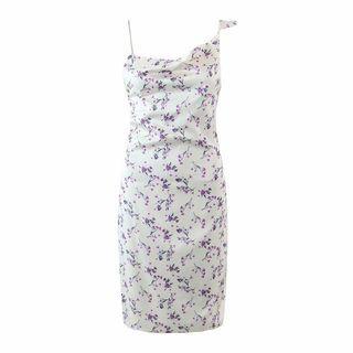 Sleeveless Floral Print Shirred Bodycon Dress