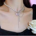 Layered Faux Pearl Necklace White Faux Pearl - Silver - One Size