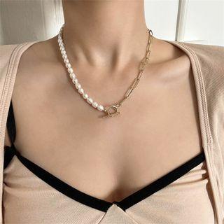 Freshwater Pearl Alloy Necklace A - Gold - One Size