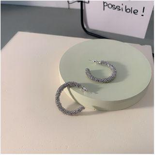Hoop Ear Stud 1 Pair - 925 Silver - One Size