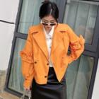 Shift Lapel Wood Ear Trim Short Coat