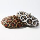 Leopard Print Mohair Beret Hat