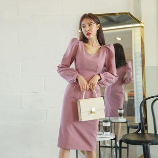 Square-neck Crepe Sheath Dress