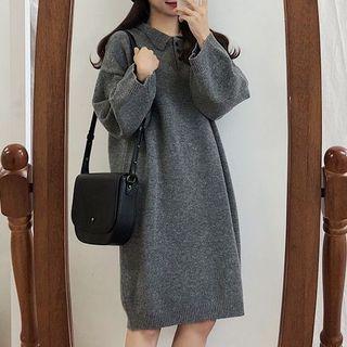 Plaid Polo Sweater Dress