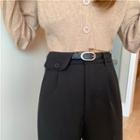 Set: Plain Dress Pants + Belt