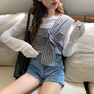 Check Camisole Top / Long-sleeve Top