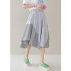 Asymmetric-hem Striped Midi Flare Skirt