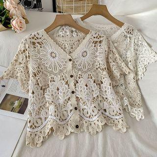 Short-sleeve Crochet Lace Blouse
