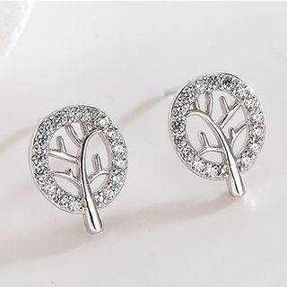 925 Sterling Silver Tree Earring Es550 - One Size
