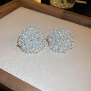 Flower Faux Crystal Earring 1 Pair - White - One Size