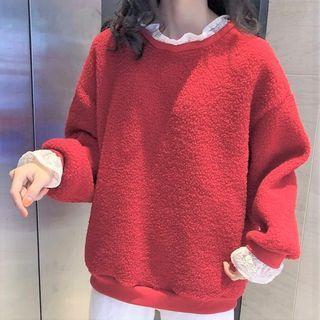 Lace Mock Two Piece Fleece Sweatshirt