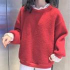 Lace Mock Two Piece Fleece Sweatshirt