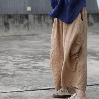 Cropped Harem Pants Yellow - One Size