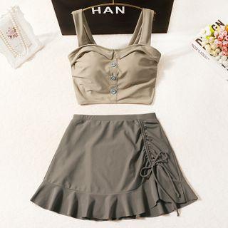 Drawstring Two-tone Tankini