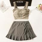 Drawstring Two-tone Tankini