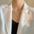 Rose Glaze Pendant Alloy Necklace Gold & White & Black - One Size