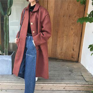 Single Breast Plain Coat Caramel - One Size