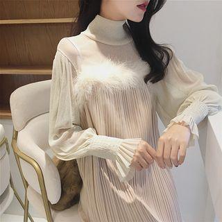 Pintuck Spaghetti Strap Dress