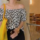 Short-sleeve Off-shoulder Print Top