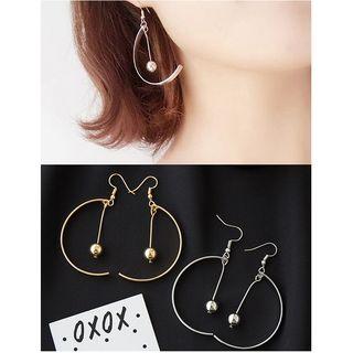 Metal Ball Half Circle Hook Earring