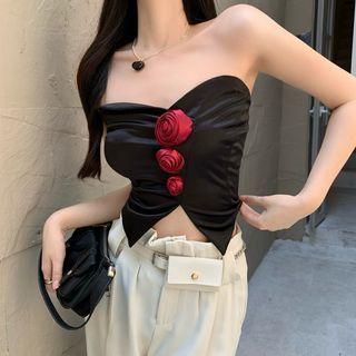 Flower Accent Cropped Tube Top