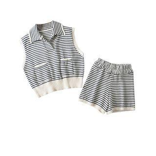 Striped Sweater Vest / Knit Shorts