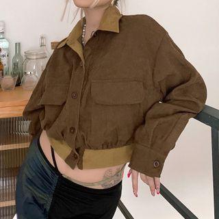 Corduroy Button-through Crop Jacket