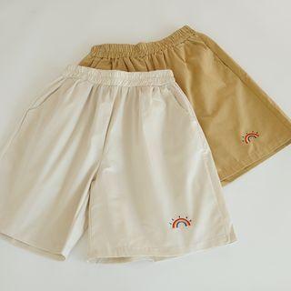 Rainbow Embroidered Wide Leg Shorts