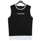 Sleeveless Piping Lettering Top